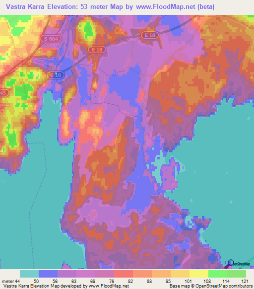 Vastra Karra,Sweden Elevation Map