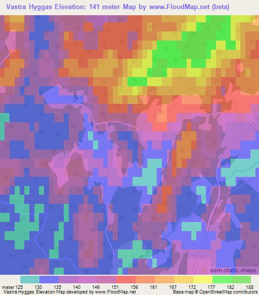 Vastra Hyggas,Sweden Elevation Map