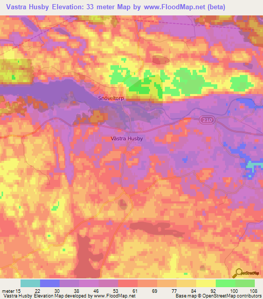 Vastra Husby,Sweden Elevation Map