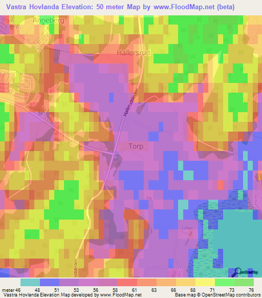 Vastra Hovlanda,Sweden Elevation Map