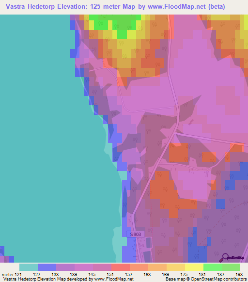 Vastra Hedetorp,Sweden Elevation Map