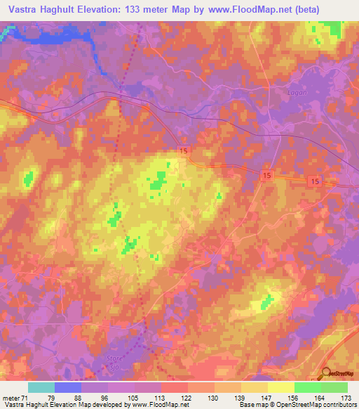 Vastra Haghult,Sweden Elevation Map