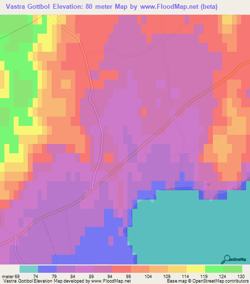 Vastra Gottbol,Sweden Elevation Map