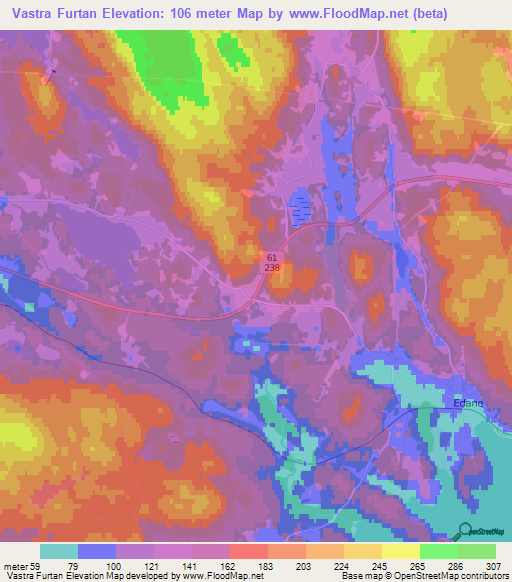 Vastra Furtan,Sweden Elevation Map