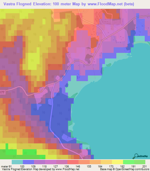 Vastra Flogned,Sweden Elevation Map