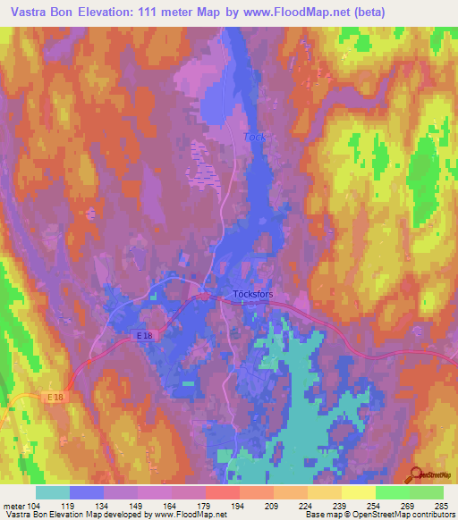 Vastra Bon,Sweden Elevation Map