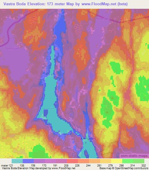 Vastra Boda,Sweden Elevation Map