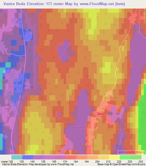 Vastra Boda,Sweden Elevation Map