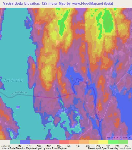 Vastra Boda,Sweden Elevation Map