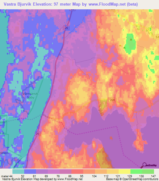 Vastra Bjurvik,Sweden Elevation Map