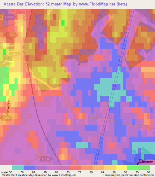 Vastra Bar,Sweden Elevation Map