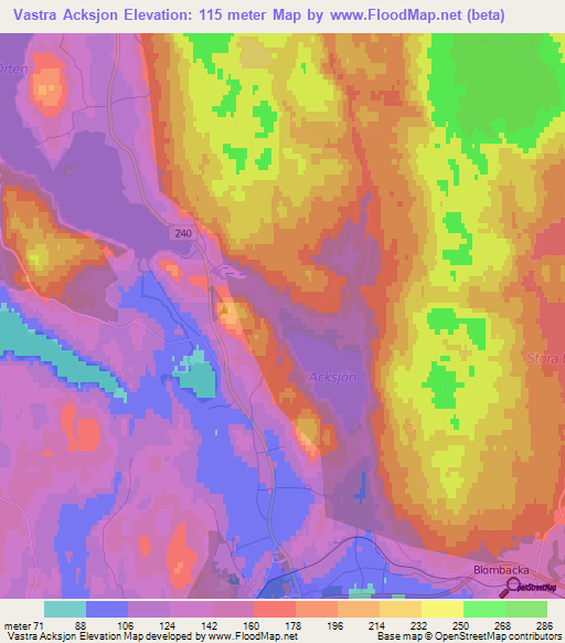 Vastra Acksjon,Sweden Elevation Map