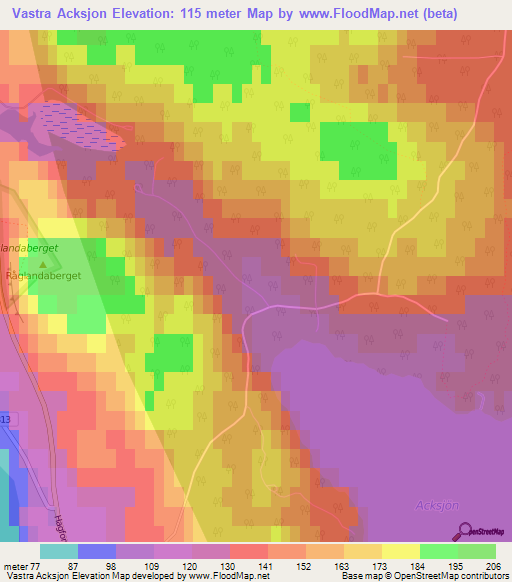 Vastra Acksjon,Sweden Elevation Map