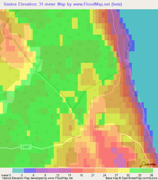 Vastos,Sweden Elevation Map