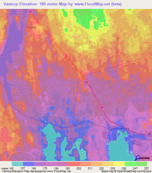 Vastorp,Sweden Elevation Map