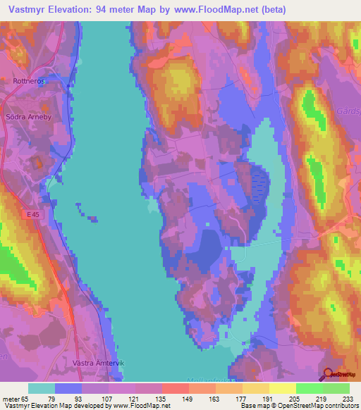 Vastmyr,Sweden Elevation Map