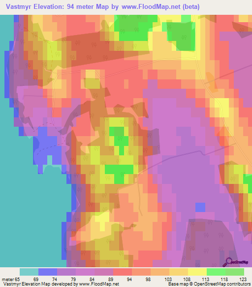 Vastmyr,Sweden Elevation Map