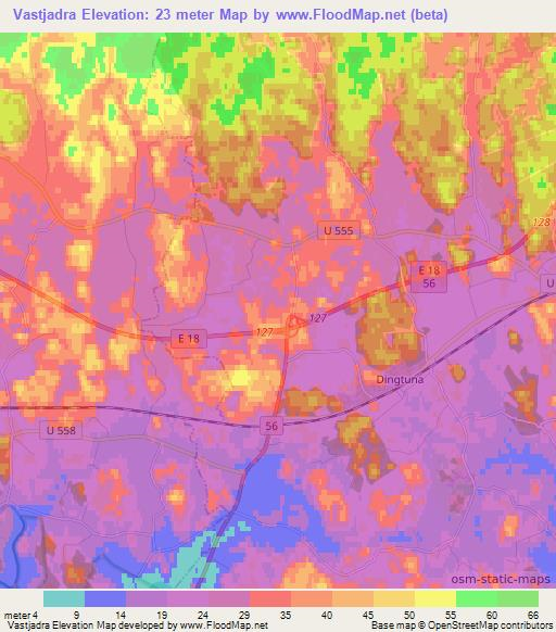 Vastjadra,Sweden Elevation Map