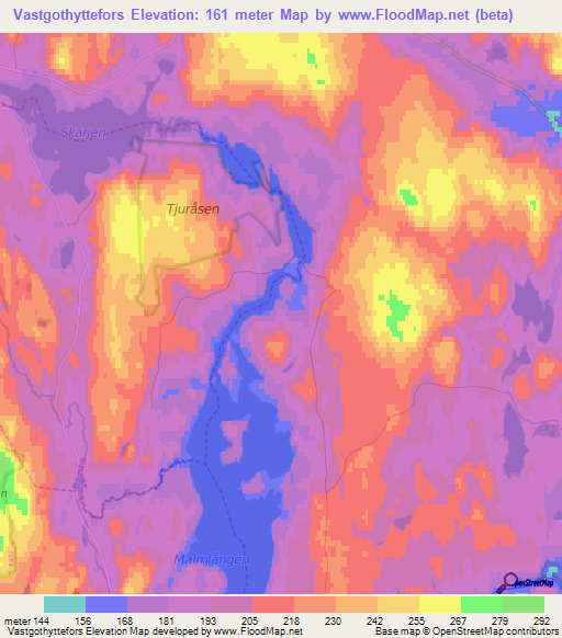 Vastgothyttefors,Sweden Elevation Map