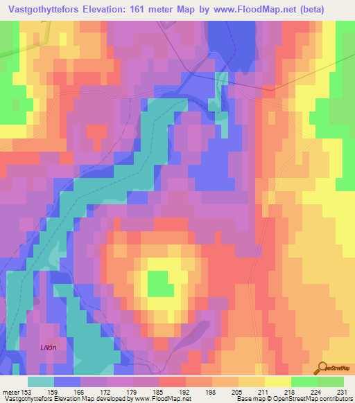 Vastgothyttefors,Sweden Elevation Map