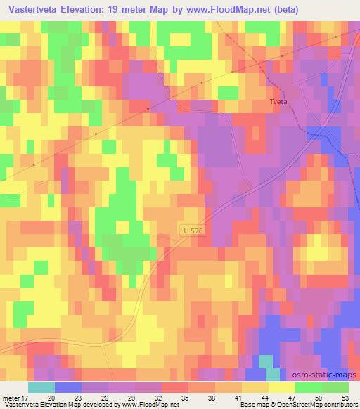 Vastertveta,Sweden Elevation Map