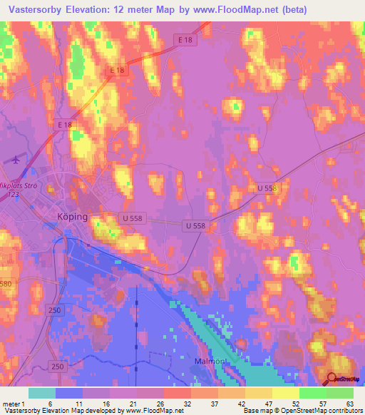 Vastersorby,Sweden Elevation Map