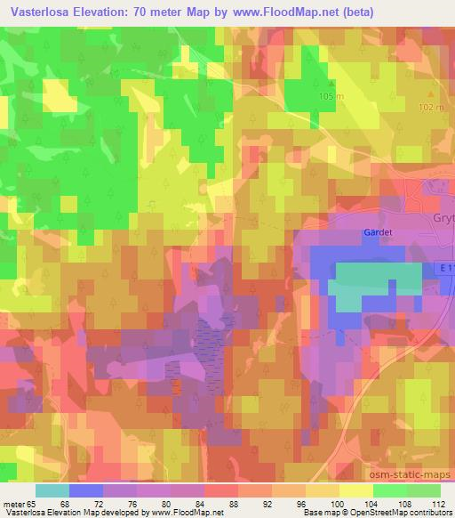 Vasterlosa,Sweden Elevation Map