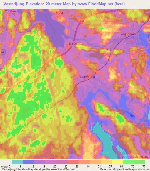 Vasterljung,Sweden Elevation Map