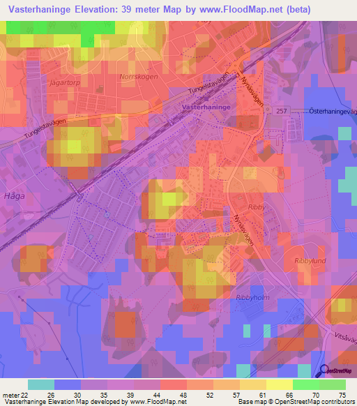 Vasterhaninge,Sweden Elevation Map