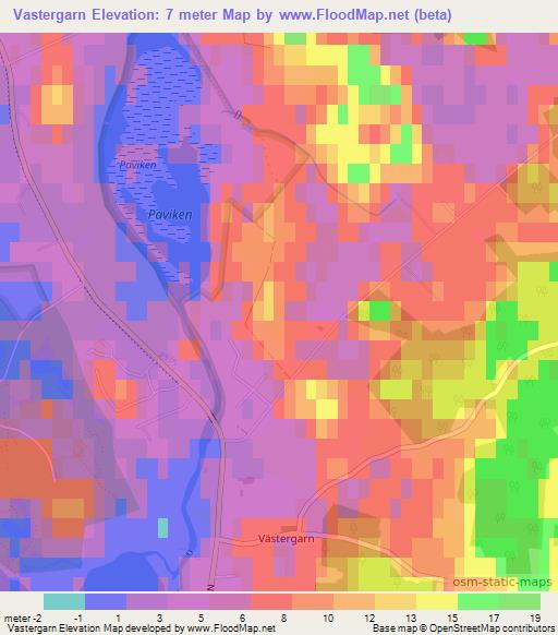 Vastergarn,Sweden Elevation Map