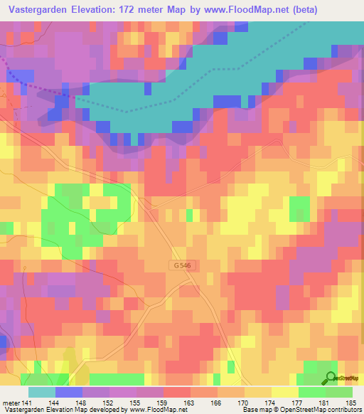 Vastergarden,Sweden Elevation Map