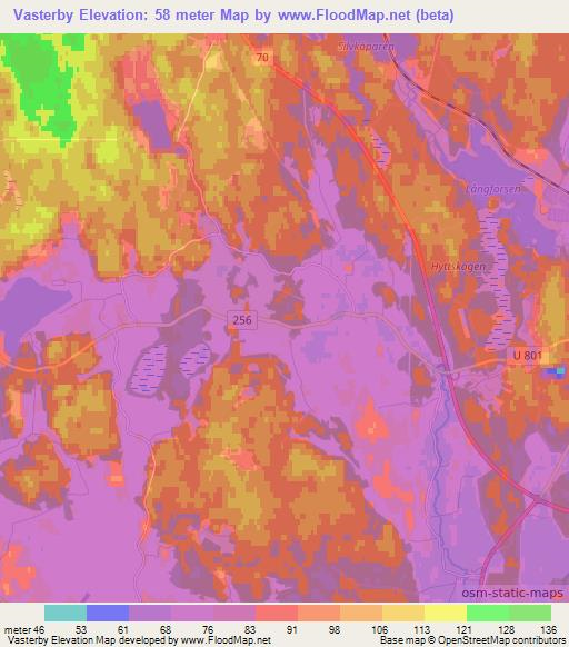 Vasterby,Sweden Elevation Map