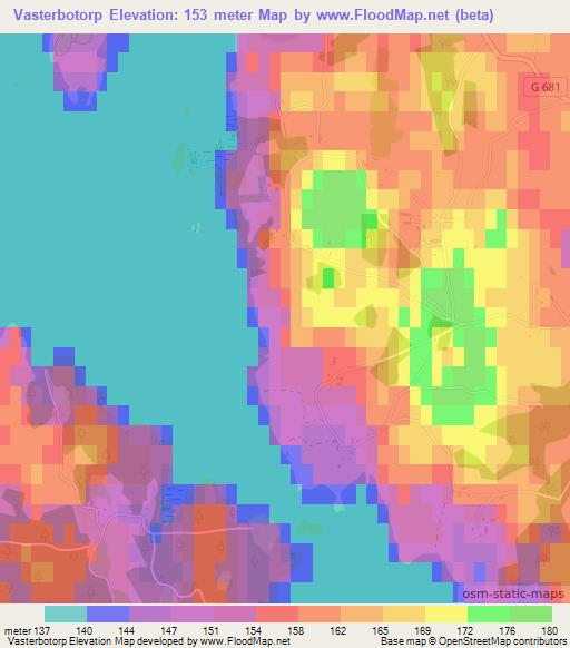 Vasterbotorp,Sweden Elevation Map