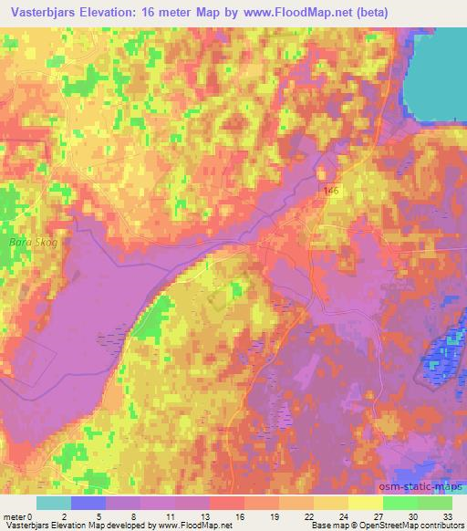 Vasterbjars,Sweden Elevation Map