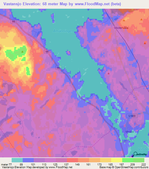 Vastansjo,Sweden Elevation Map