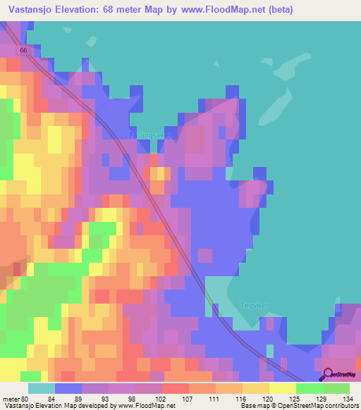 Vastansjo,Sweden Elevation Map