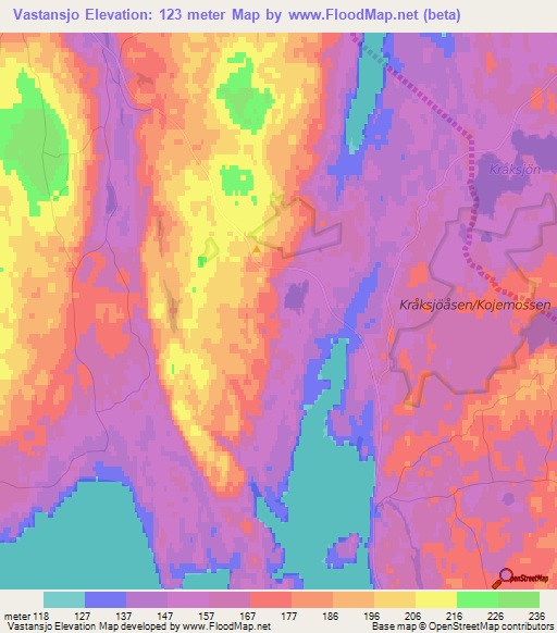 Vastansjo,Sweden Elevation Map