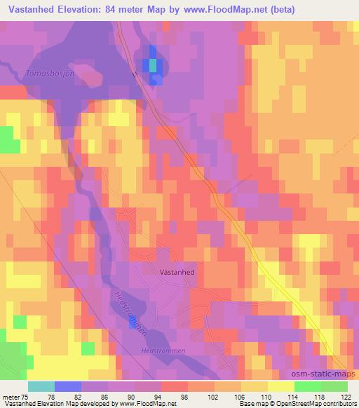 Vastanhed,Sweden Elevation Map