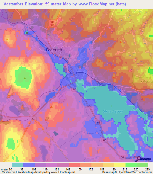 Vastanfors,Sweden Elevation Map