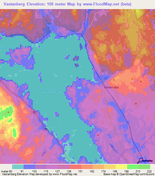 Vastanberg,Sweden Elevation Map