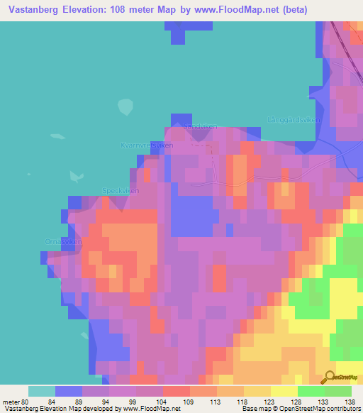 Vastanberg,Sweden Elevation Map