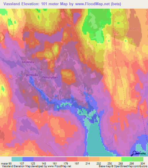 Vassland,Sweden Elevation Map