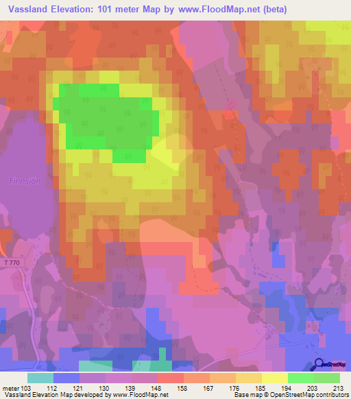 Vassland,Sweden Elevation Map