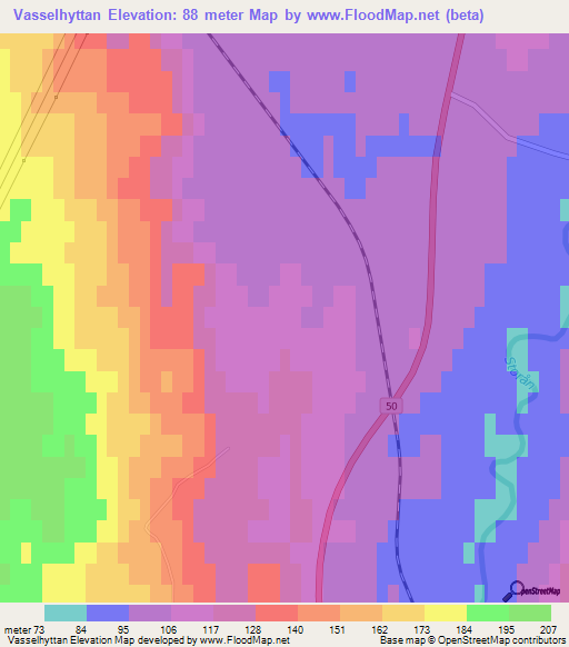 Vasselhyttan,Sweden Elevation Map