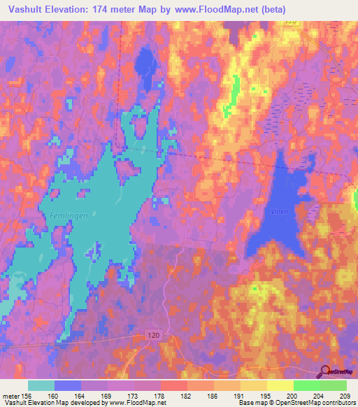 Vashult,Sweden Elevation Map