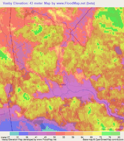 Vasby,Sweden Elevation Map