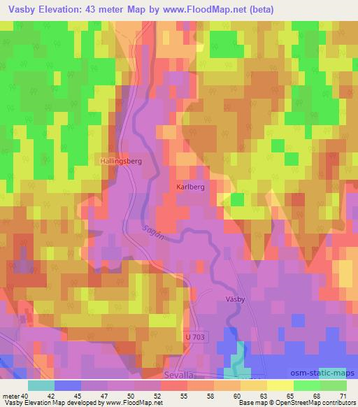 Vasby,Sweden Elevation Map