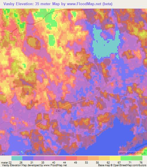 Vasby,Sweden Elevation Map