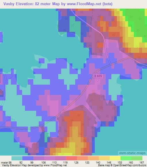 Vasby,Sweden Elevation Map