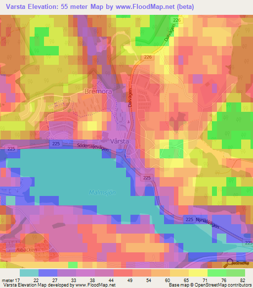 Varsta,Sweden Elevation Map